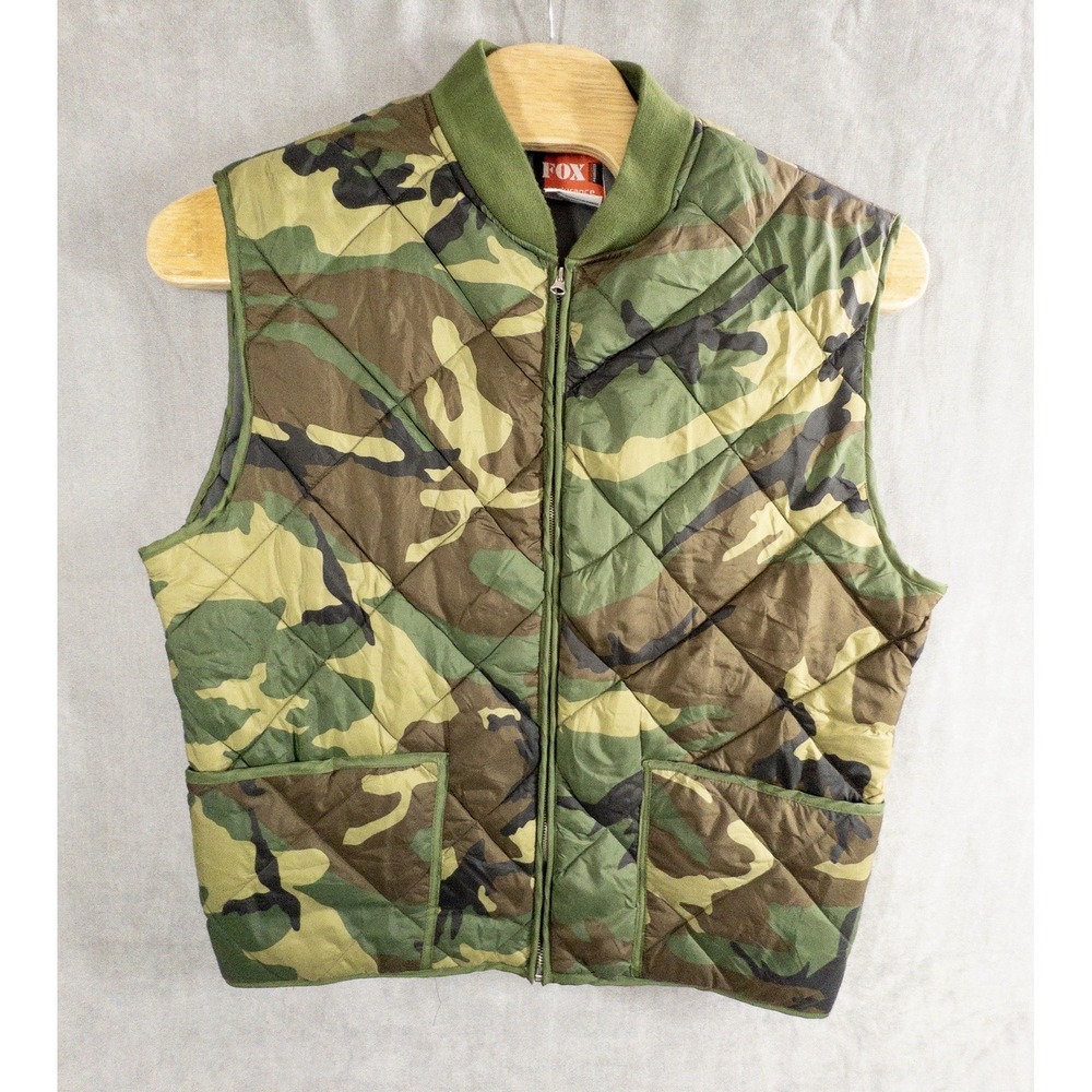 Fox Endurance Outdoor Products Mens XXL Woodland Camo Puffer Vest Urban Utility